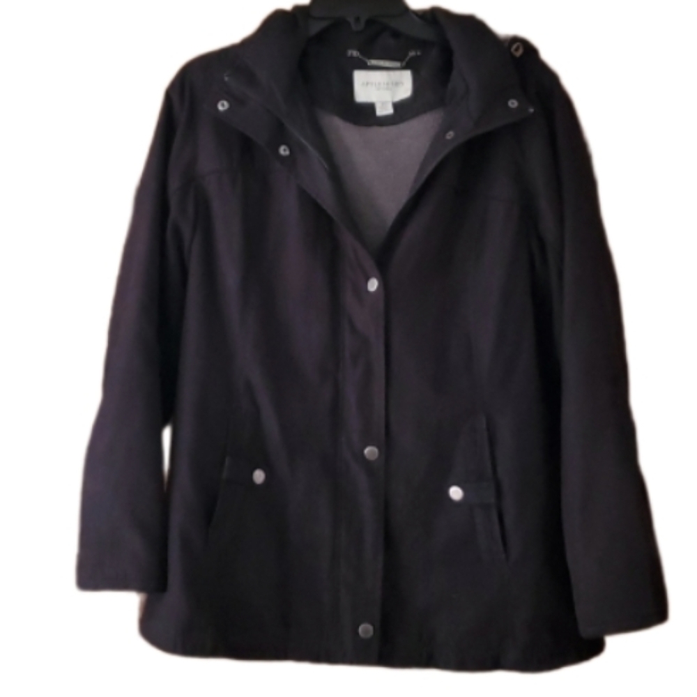 Appleseed's Petites Womans Fleece Lined 2 in 1‎ Black Jacket Size LP
